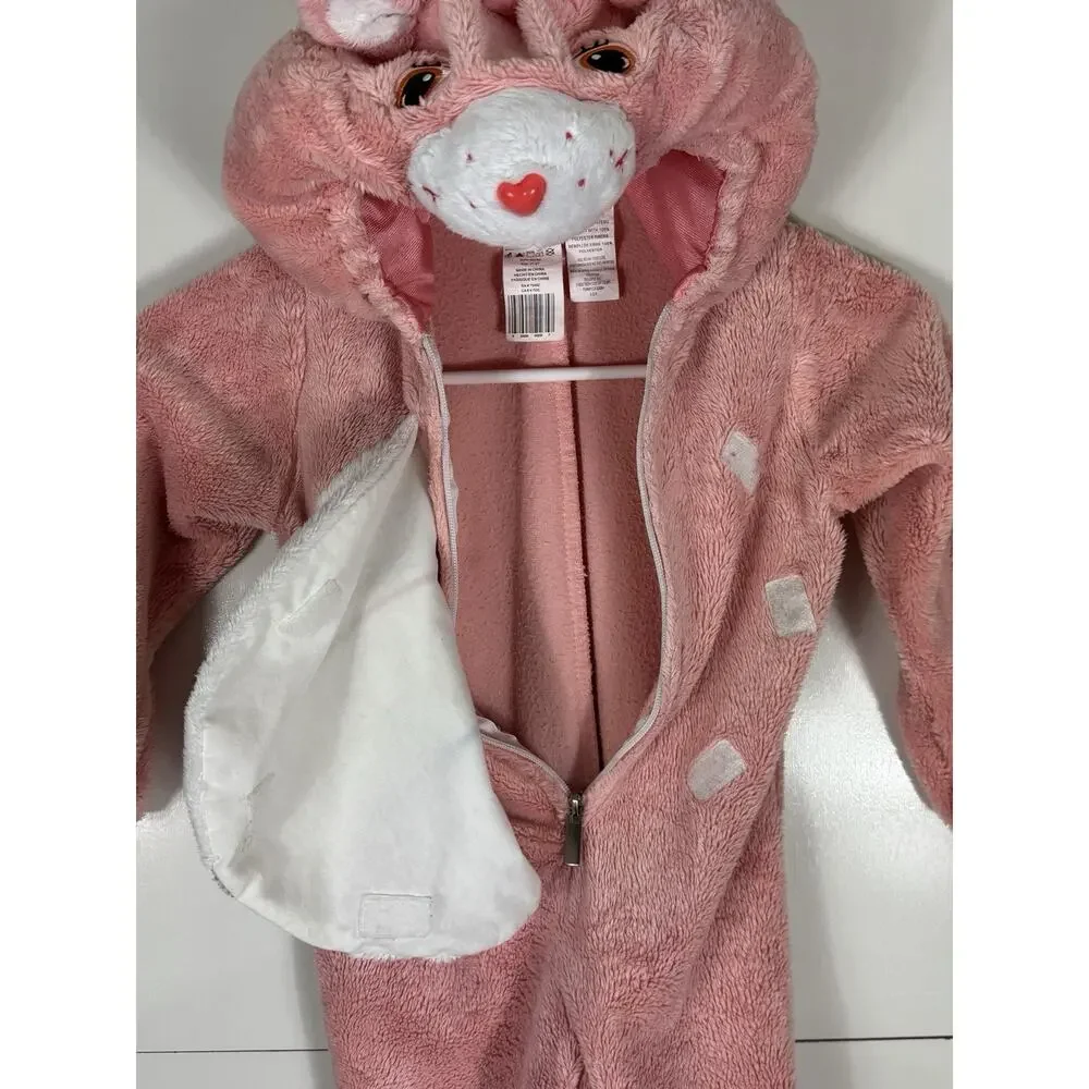 Care Bears VTG 2003 Pink Rainbow Cheer Bear Plush Costume Hooded Pajamas 3T- 4T